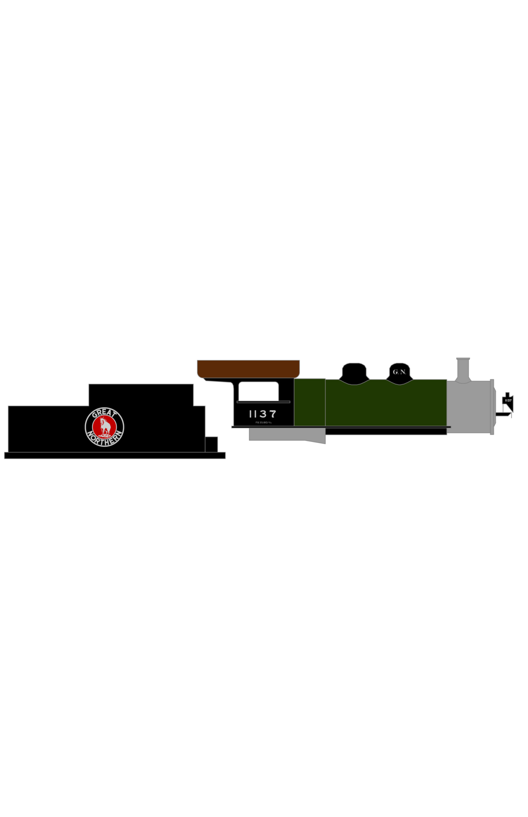 Great Northern Steam Locomotive Silver and Red Forward Goat