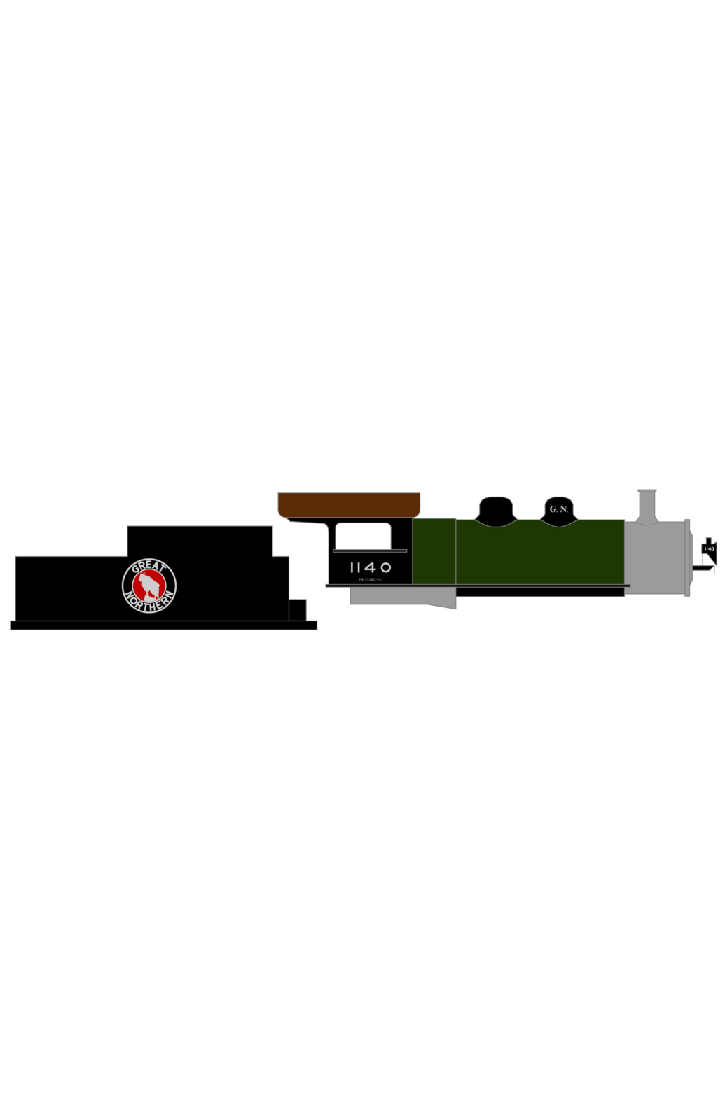 Great Northern Steam Locomotive Silver and Red Side Goat