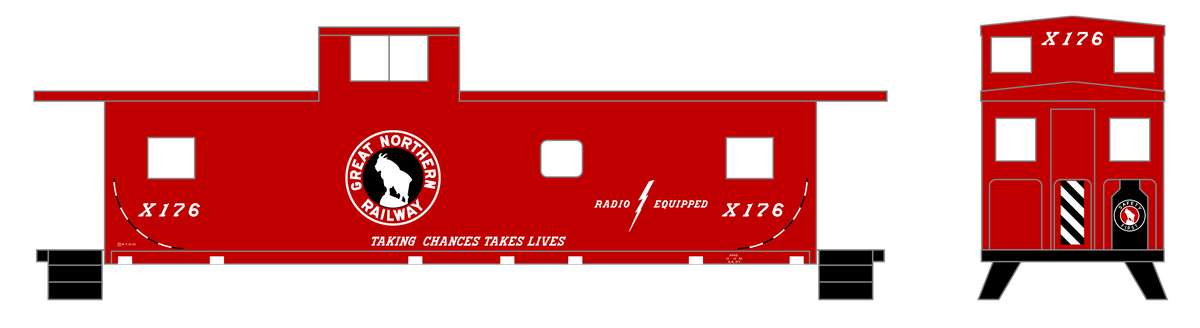 Great Northern Caboose White and Black Slant Lettering - Decal