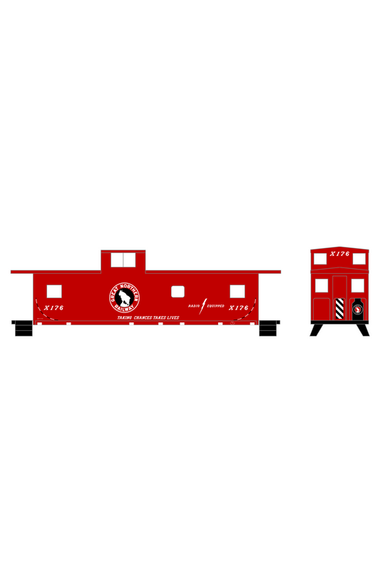 Great Northern Caboose White and Black Slant Lettering