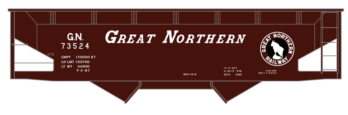 Great Northern Offset Twin Hopper White and Black Slant Lettering
