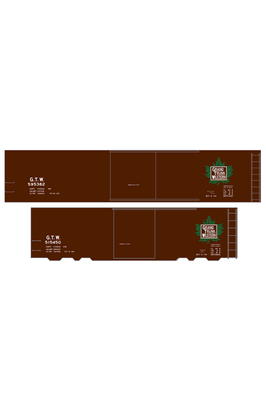 Grand Trunk Western 40 / 50 Ft Boxcar White and Green Leaf Herald