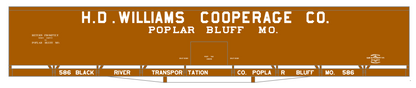 HD Williams Cooperage Co 60 Ft Wood Cooperage/Barrel Boxcar White