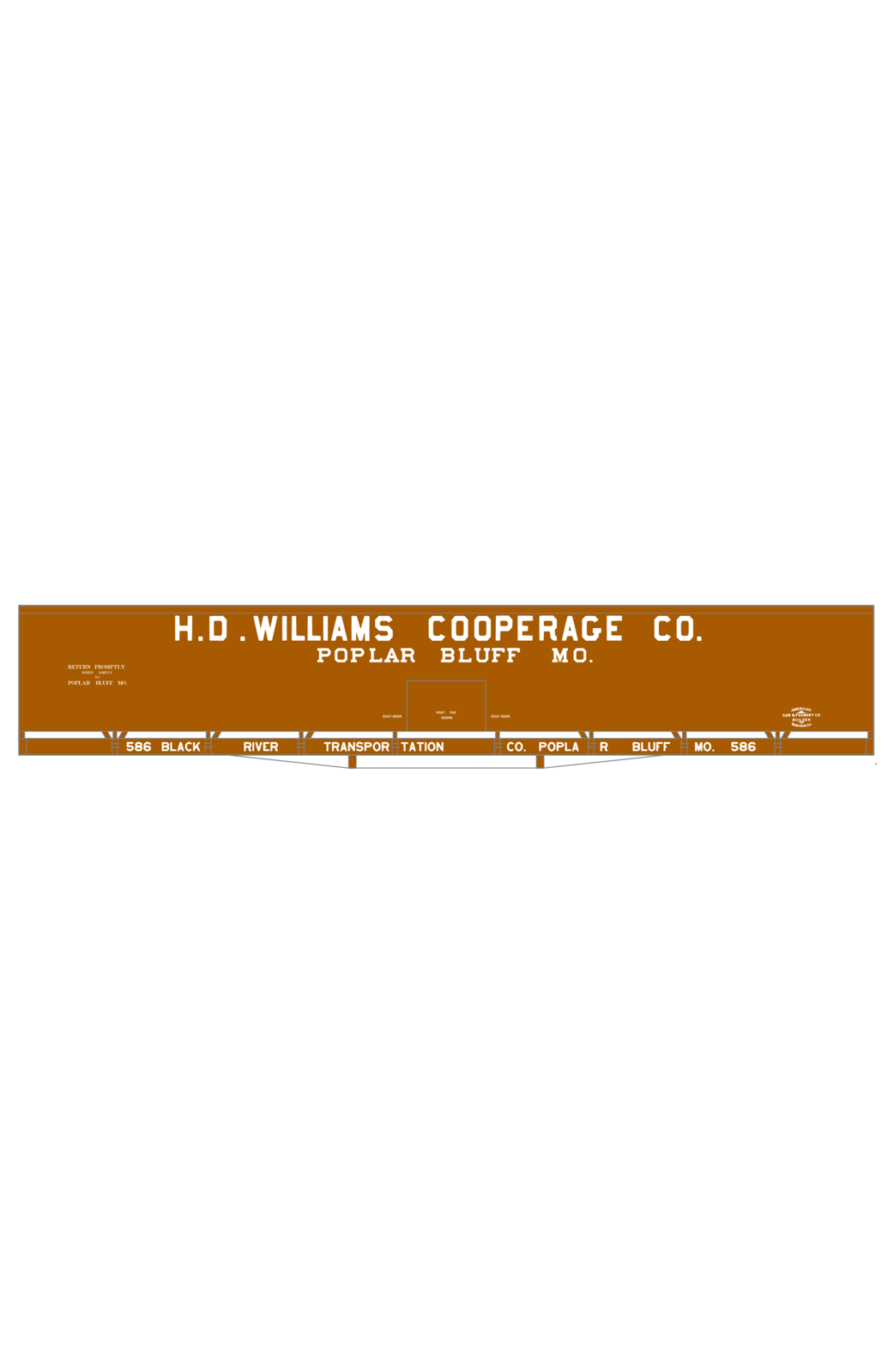 HD Williams Cooperage Co 60 Ft Wood Cooperage/Barrel Boxcar White