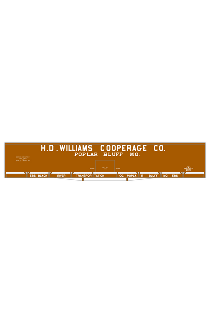 HD Williams Cooperage Co 60 Ft Wood Cooperage/Barrel Boxcar White