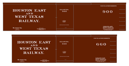 Houston East and West Texas Railway 34 and 40 Ft Boxcars White