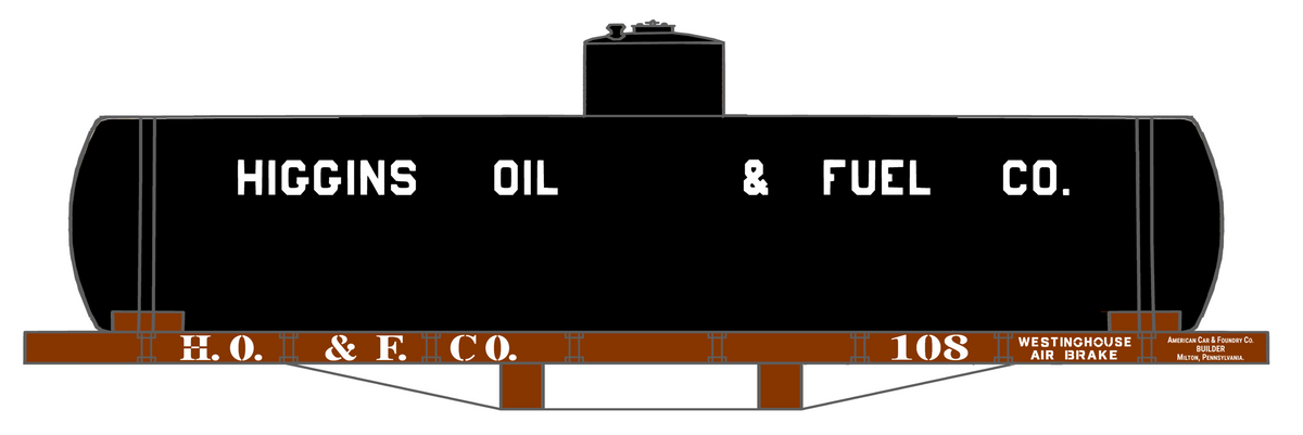 Higgins Fuel & Oil Co. Early Wood Frame Tank Car White