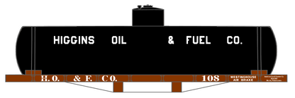 Higgins Fuel & Oil Co. Early Wood Frame Tank Car White