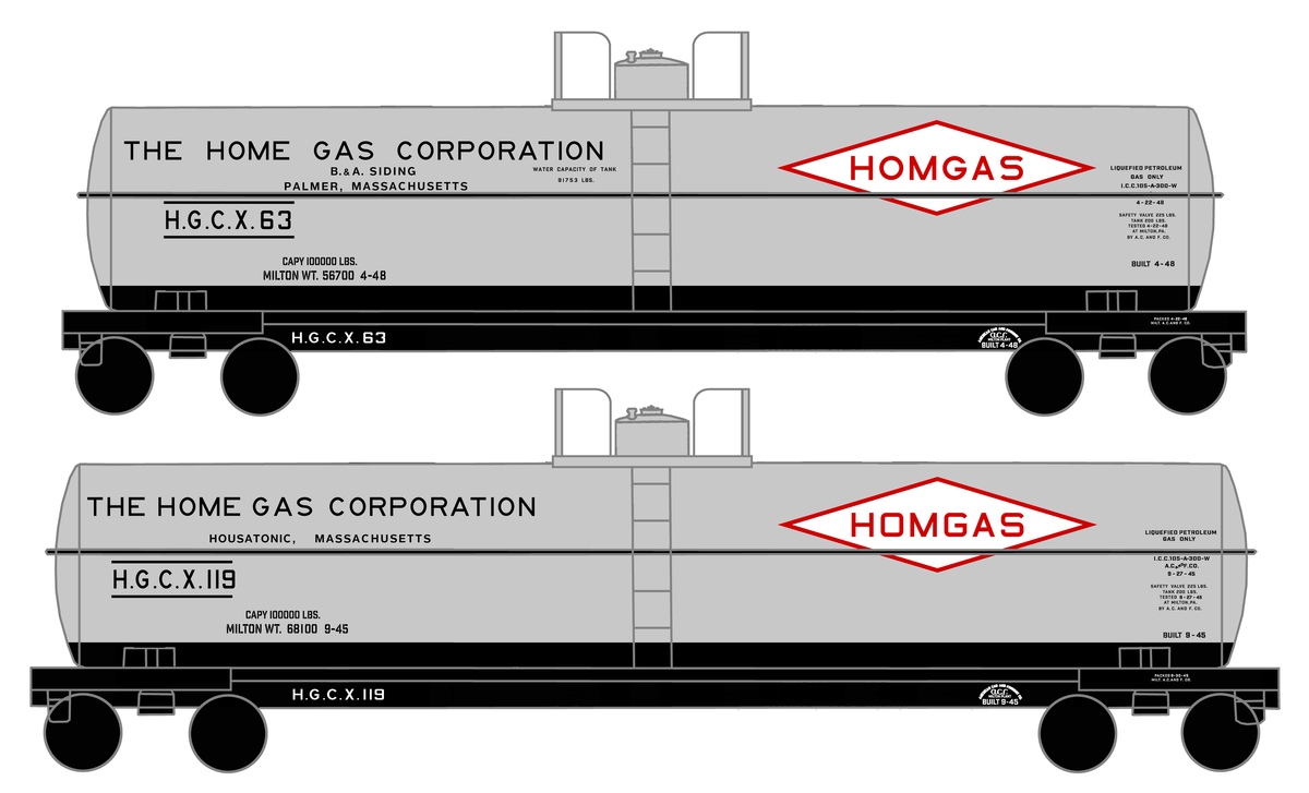 Home Gas Corp ICC-105 Tank Car Black White and Red Homgas