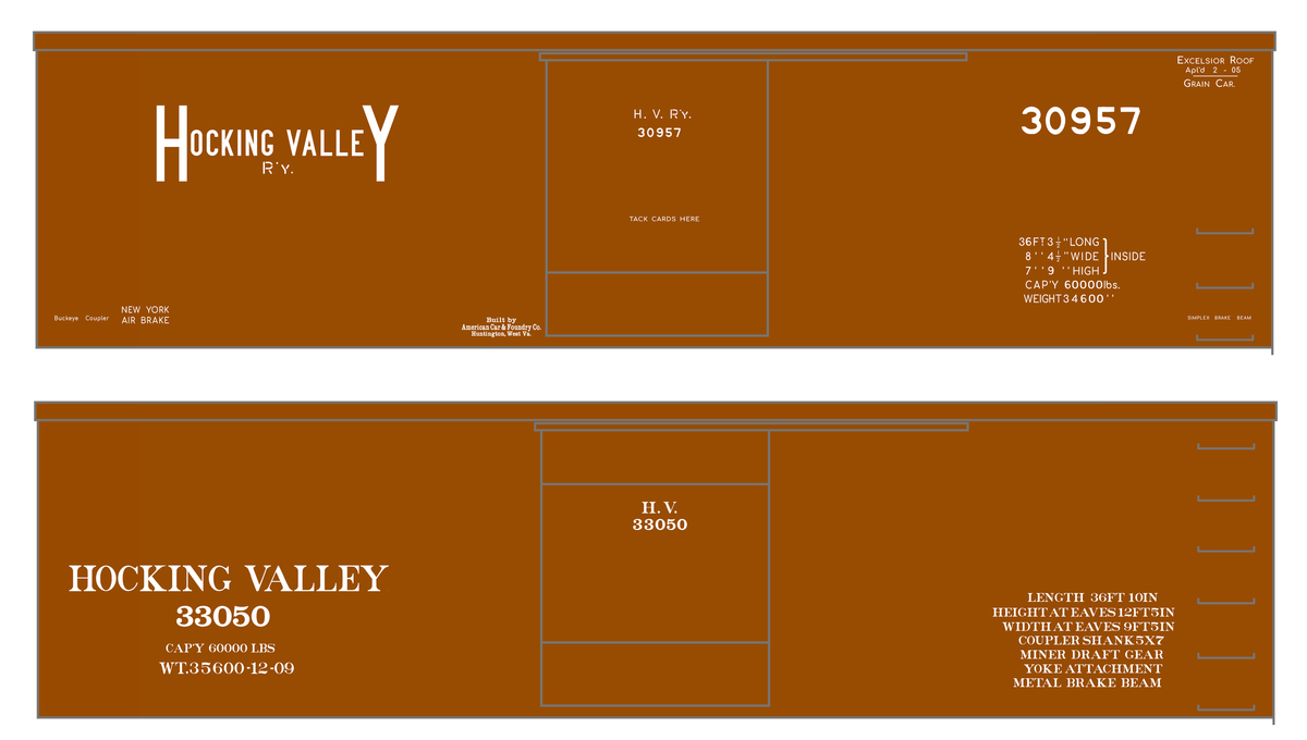 Hocking Valley 36 Ft Boxcar White