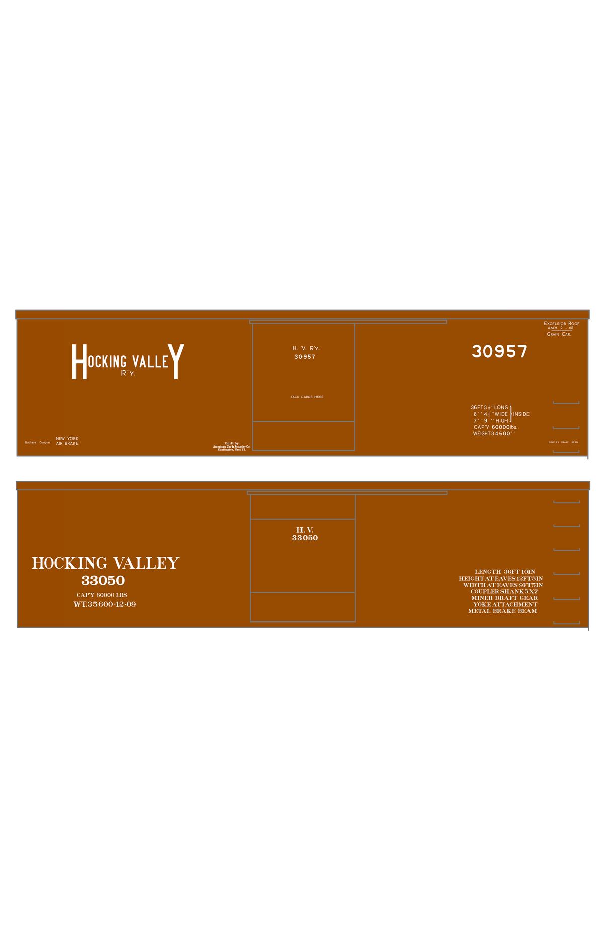 Hocking Valley 36 Ft Boxcar White