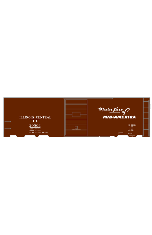 Illinois Central 40 Ft Steel Boxcar White
