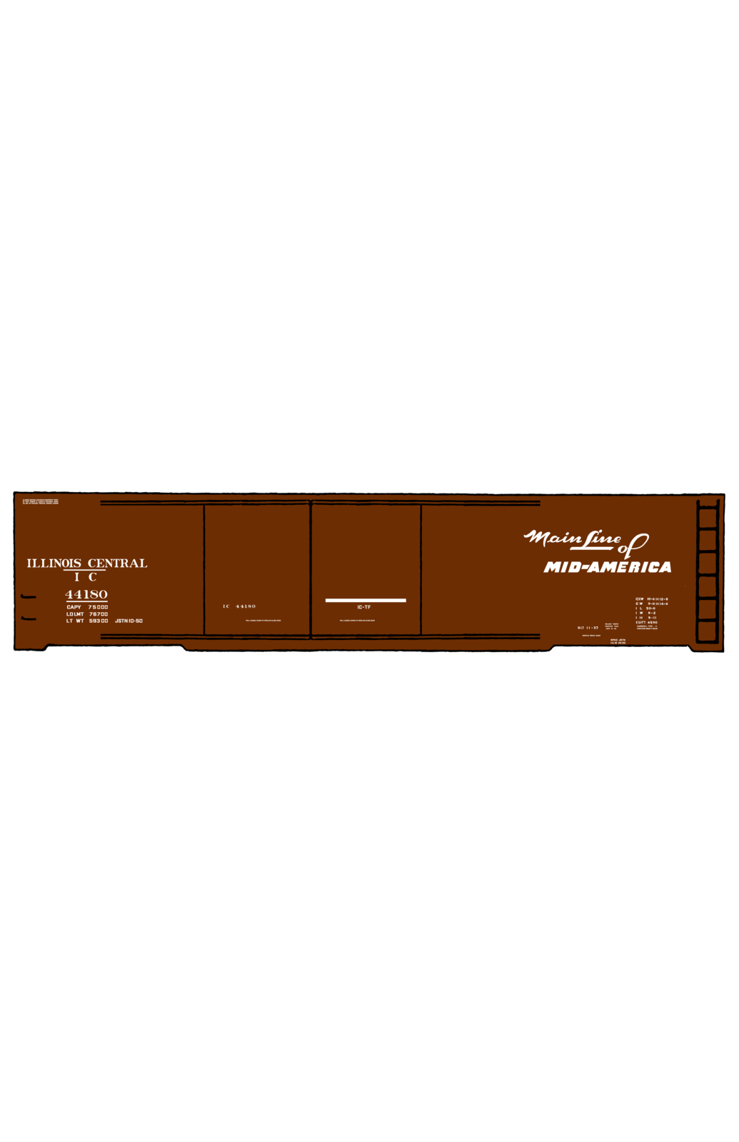 Illinois Central 50 Ft Auto Boxcar White Mainline Mid-America
