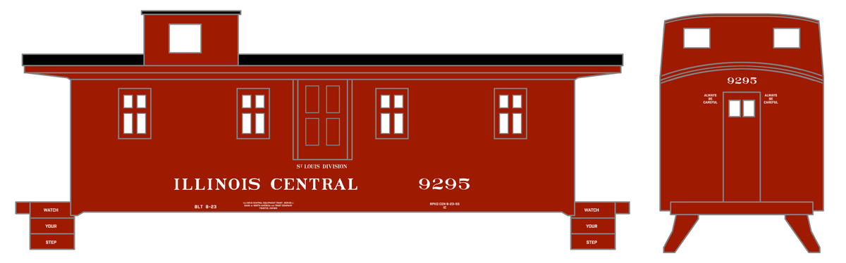 Illinois Central Caboose White Plain Roman - Decal