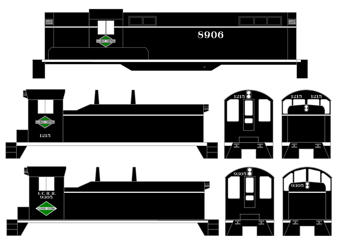 Illinois Central Diesel Locomotive White and Green Diamond Herald