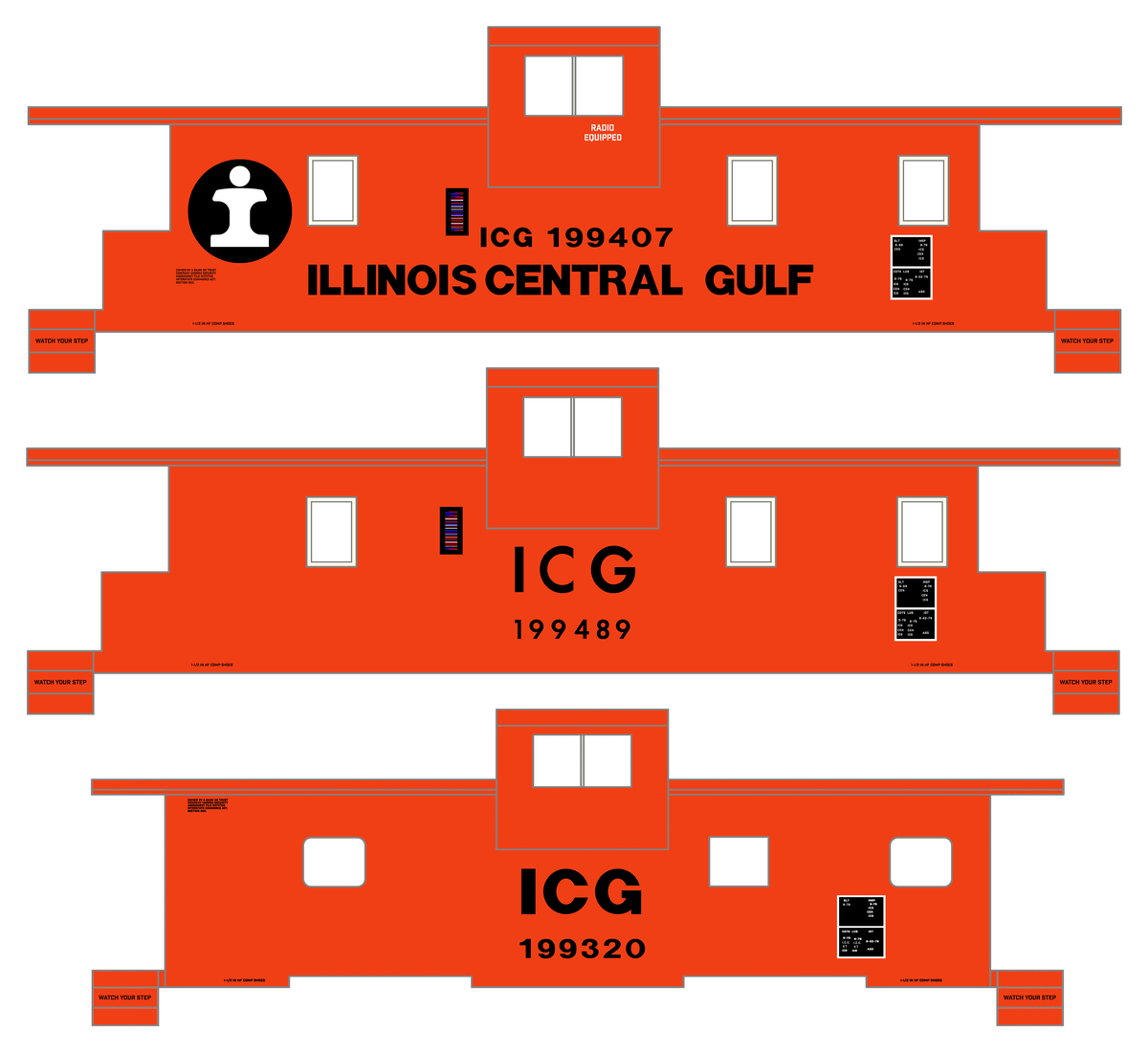 Illinois Central Gulf Caboose Black  - Decal