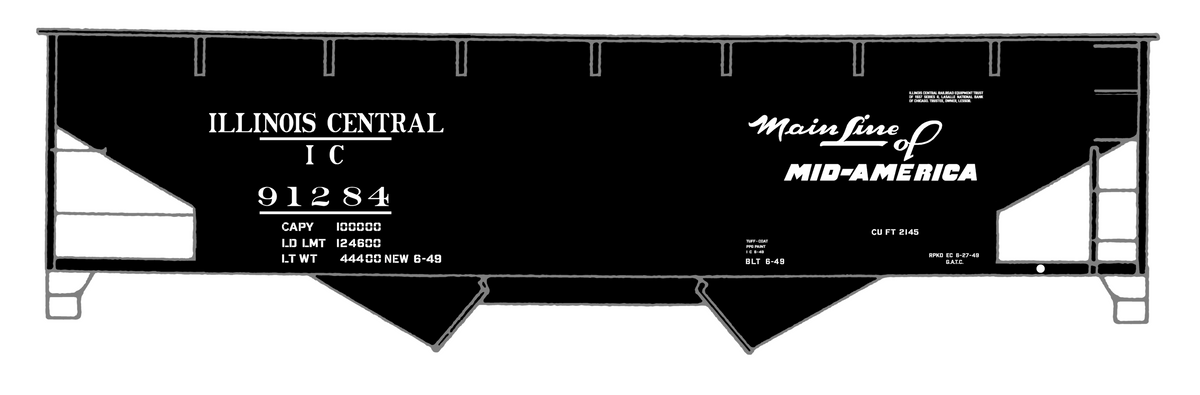 Illinois Central Offset Twin Hopper White Mainline Of Mid-America