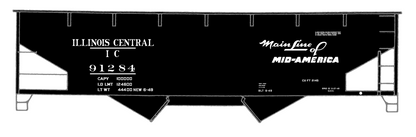 Illinois Central Offset Twin Hopper White Mainline Of Mid-America