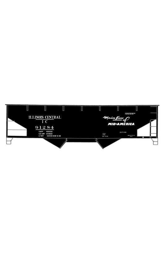 Illinois Central Offset Twin Hopper White Mainline Of Mid-America