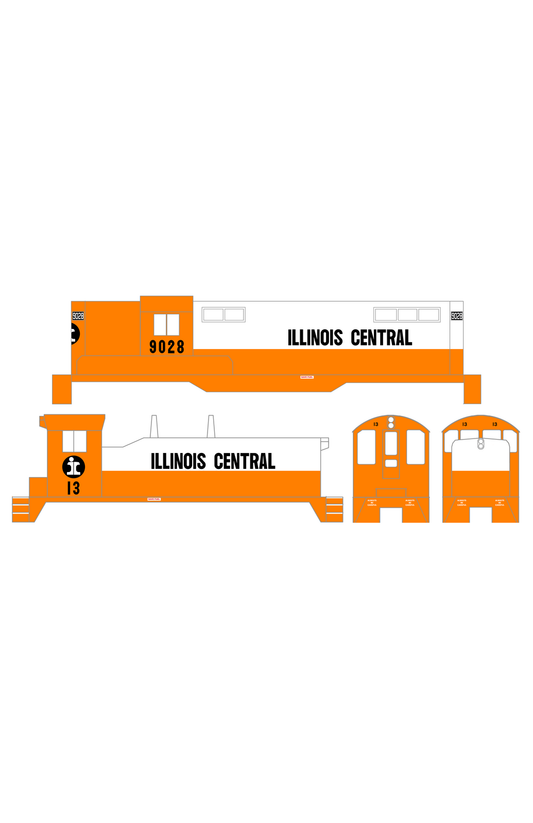 Illinois Central Diesel Locomotive Black Orange/White Scheme