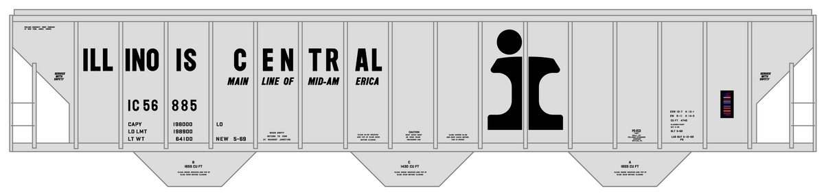 Illinois Central PS2-CD Covered Hopper Black