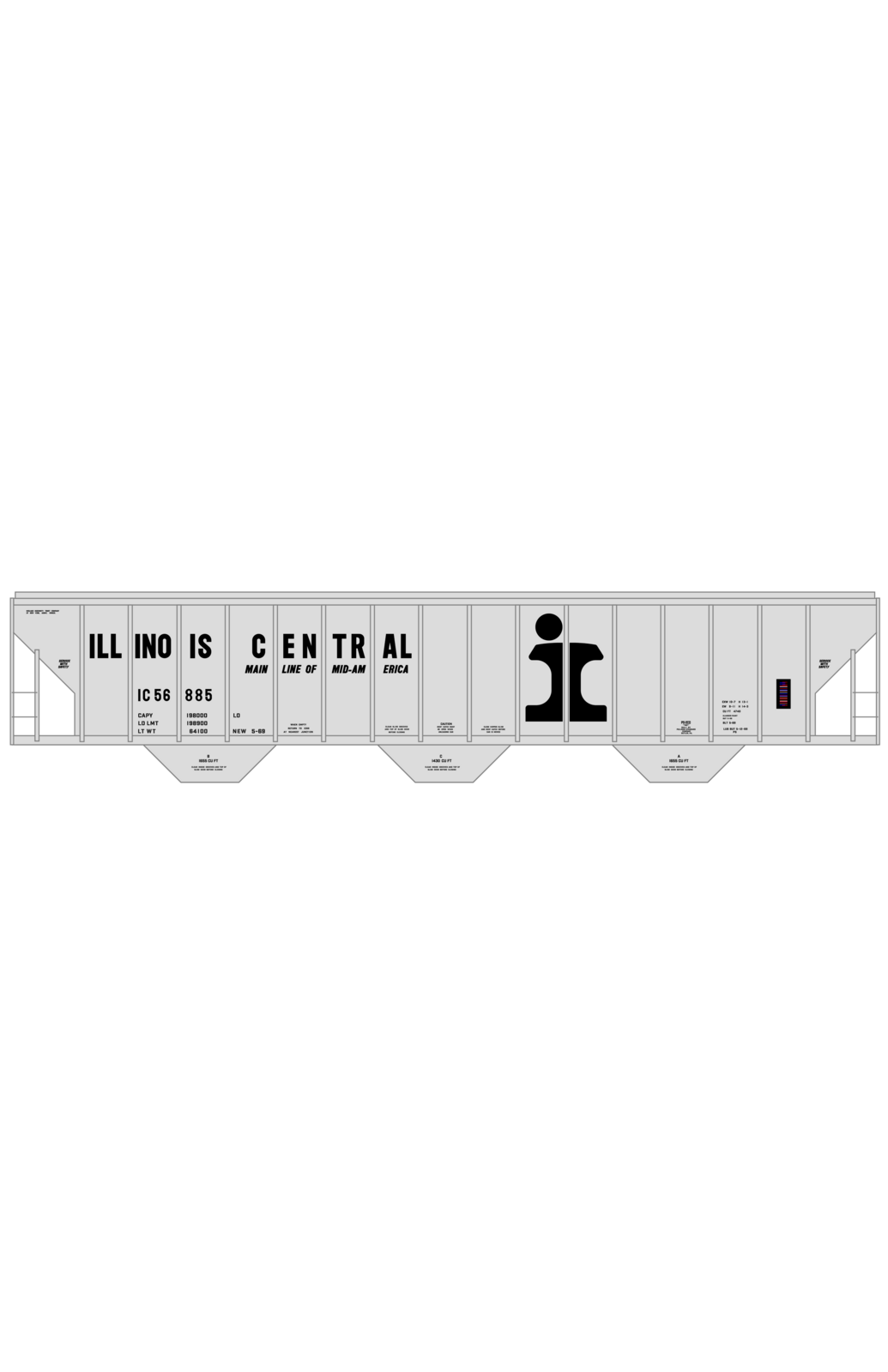 Illinois Central PS2-CD Covered Hopper Black