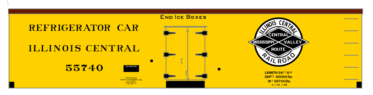 Illinois Central 38 Ft Wood Ice Reefer Black