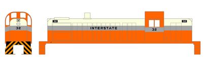 Interstate Railroad Diesel Locomotive Black and Gray
