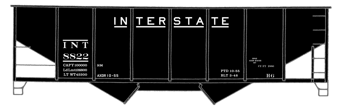 Interstate Railroad Ribbed Twin Hopper White