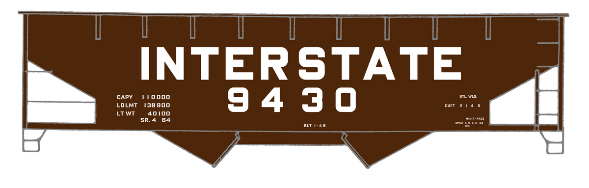 Interstate Railroad Offset Twin Hopper White