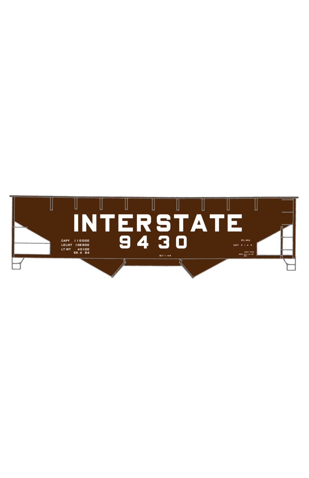 Interstate Railroad Offset Twin Hopper White