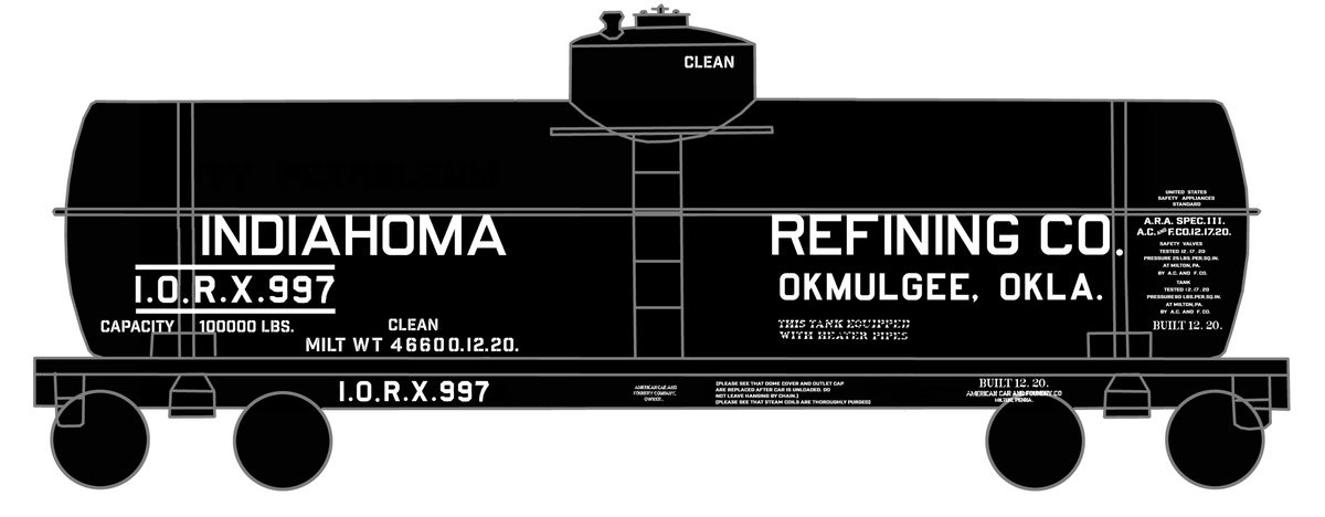 Indiahoma Refining Co Tank Car White Okmulgee, Oklahoma