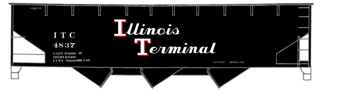 Illinois Terminal Offset Triple Hopper White and Red