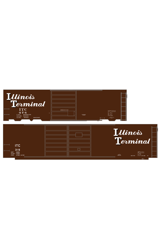 Illinois Terminal 40 and 50 Ft Boxcar White and Black