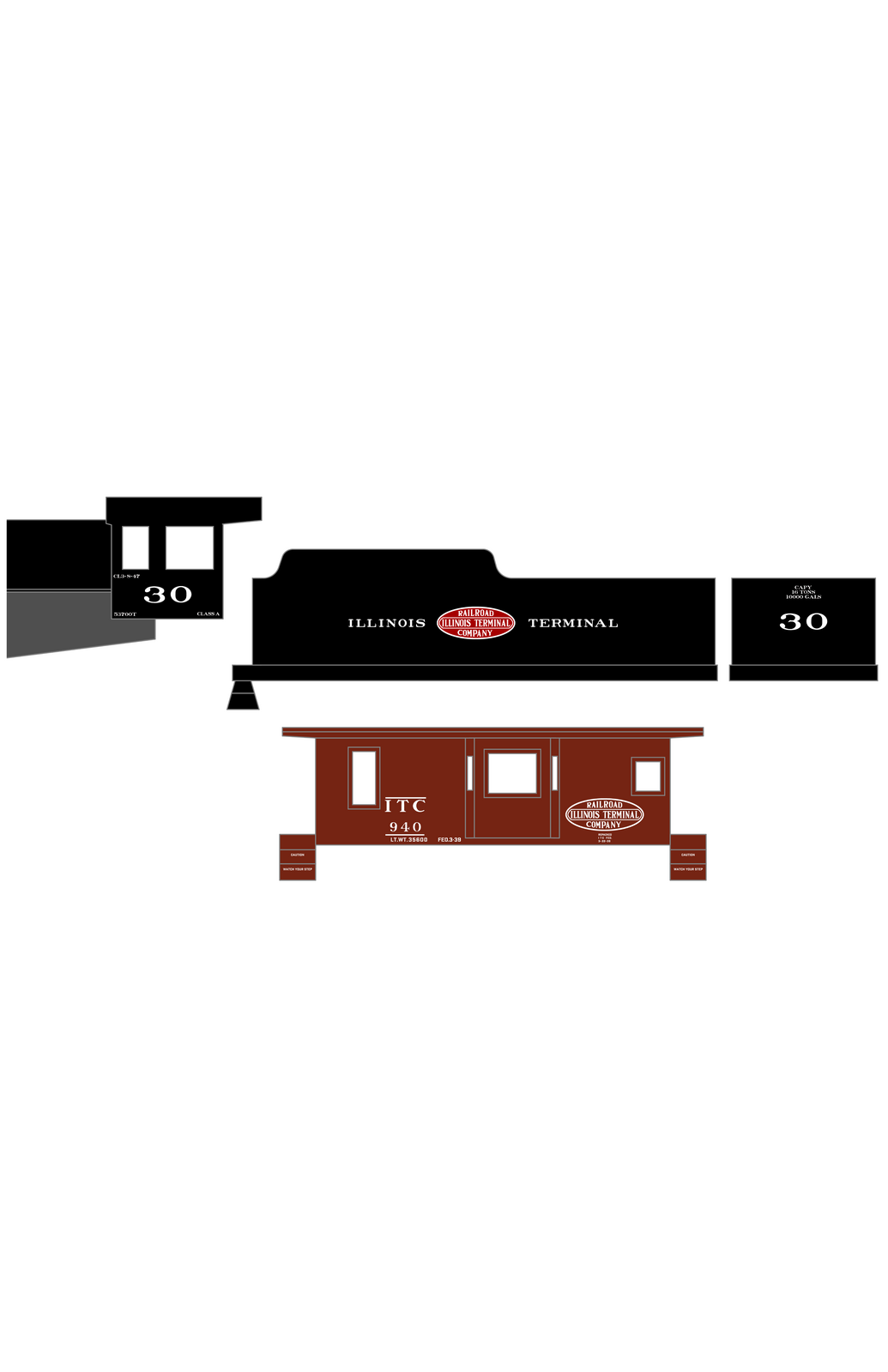 Illinois Terminal Steam Locomotive White and Red