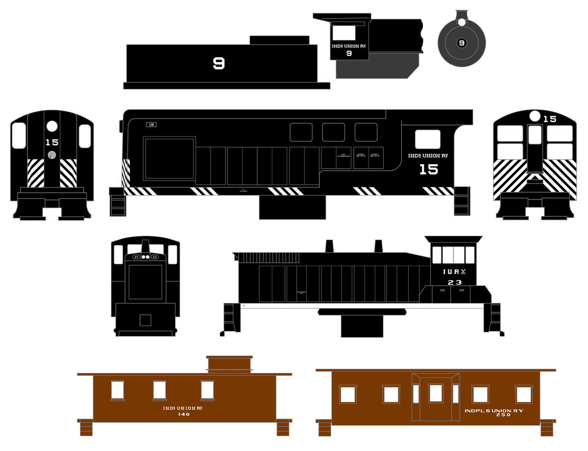 Indianapolis Union Railway Locomotives and Cabooses White
