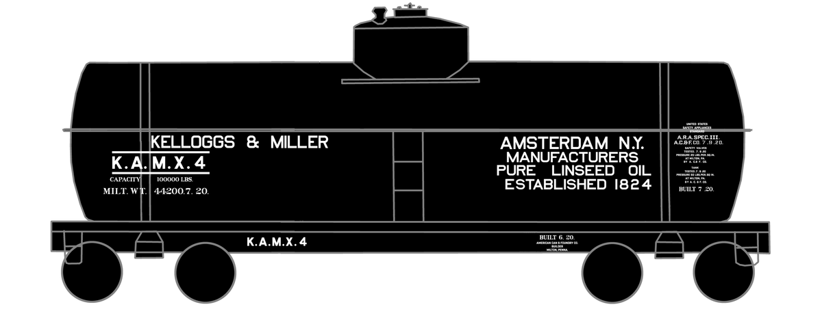 Kelloggs and Miller Linseed Oil Tank Car White Amsterdam, NY