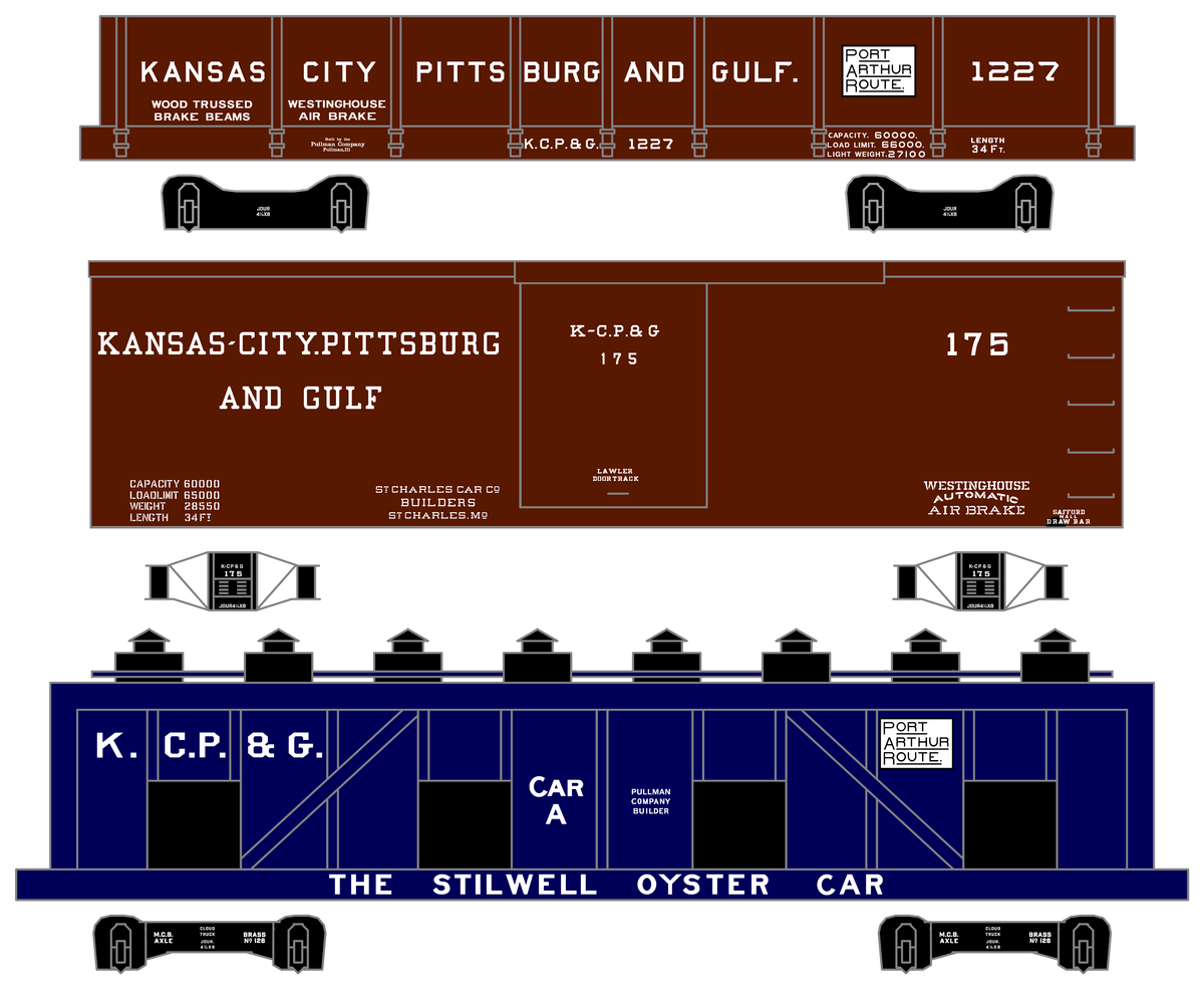 Kansas City, Pittsburg and Gulf Boxcar, Gondola and Oyster Car White KCS - Decal