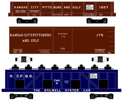 Kansas City, Pittsburg and Gulf Boxcar, Gondola and Oyster Car White KCS - Decal