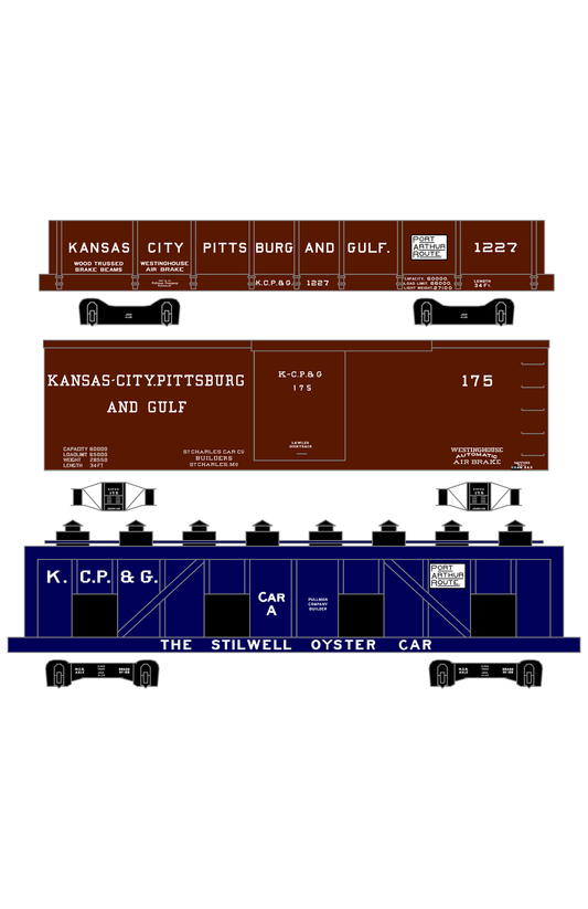 Kansas City, Pittsburg and Gulf Boxcar, Gondola and Oyster Car White KCS