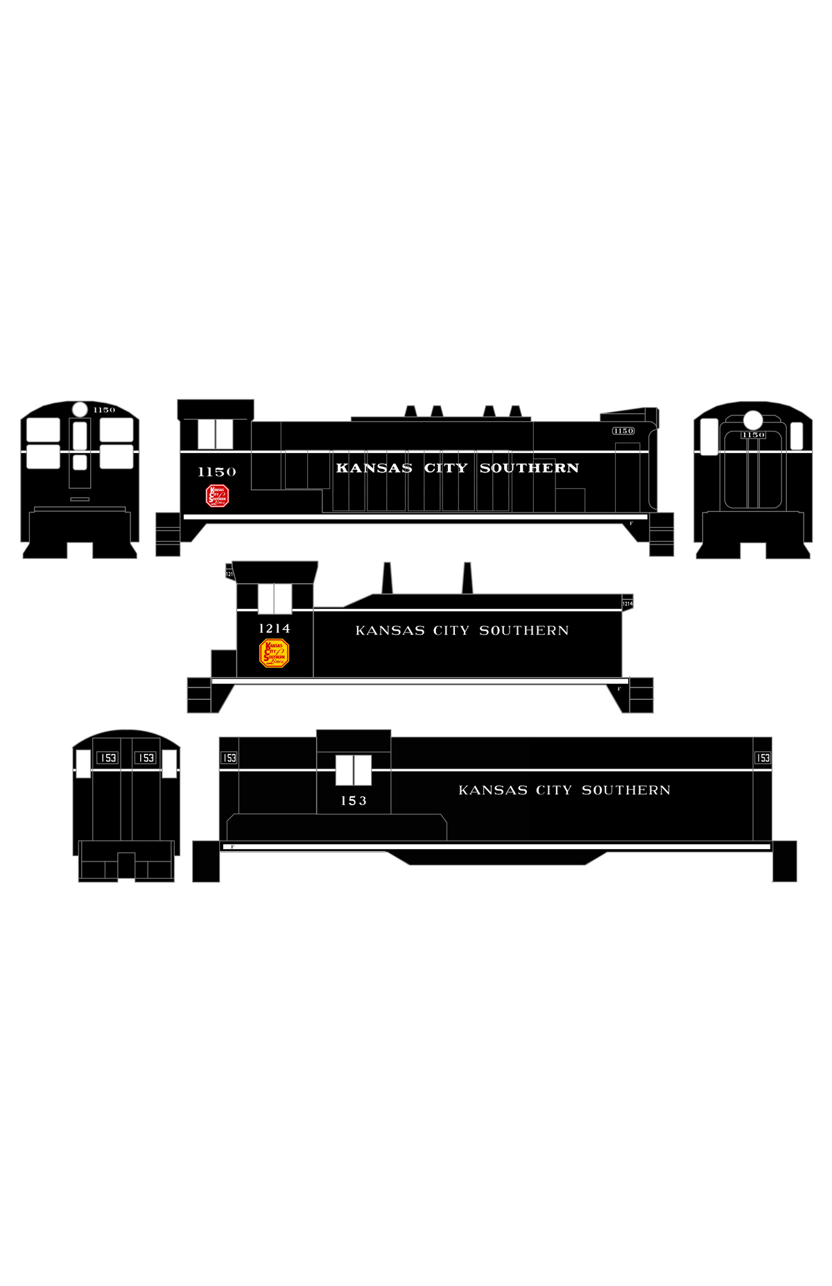 Kansas City Southern Hood Diesel Or Switcher White Black Scheme
