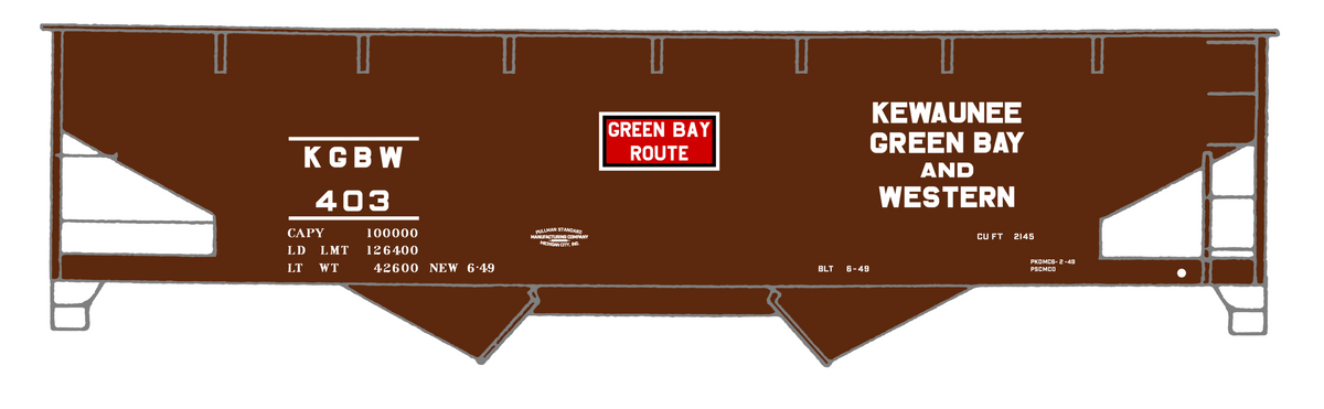Kewaunee Green Bay and Western Offset Hopper White and Red