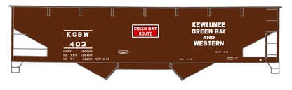 Kewaunee Green Bay and Western Offset Hopper White and Red