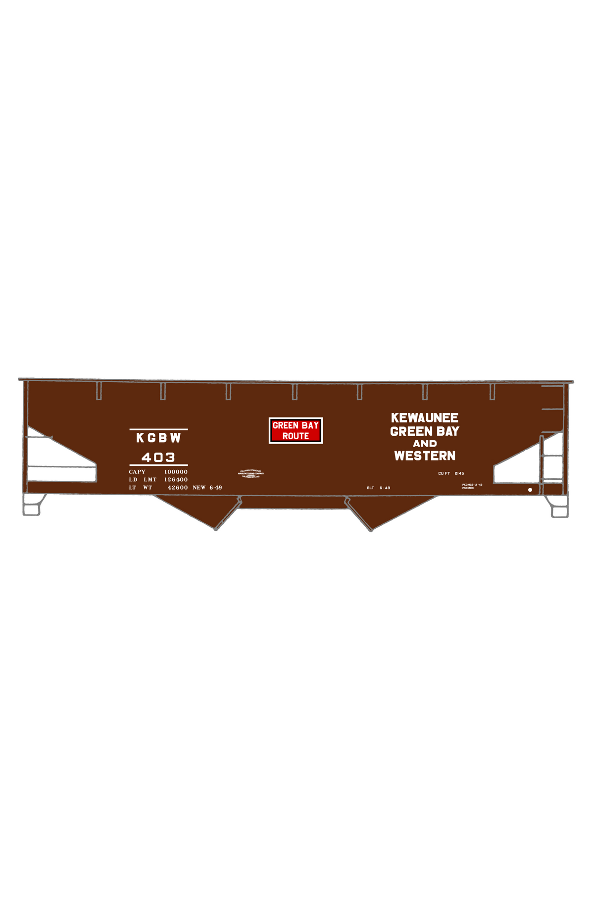 Kewaunee Green Bay and Western Offset Hopper White and Red