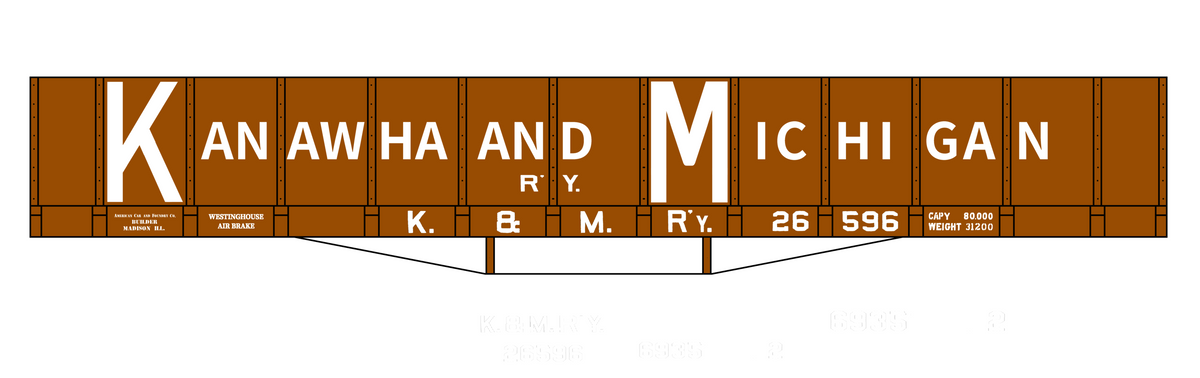 Kanawha and Michigan Coal Gondola White