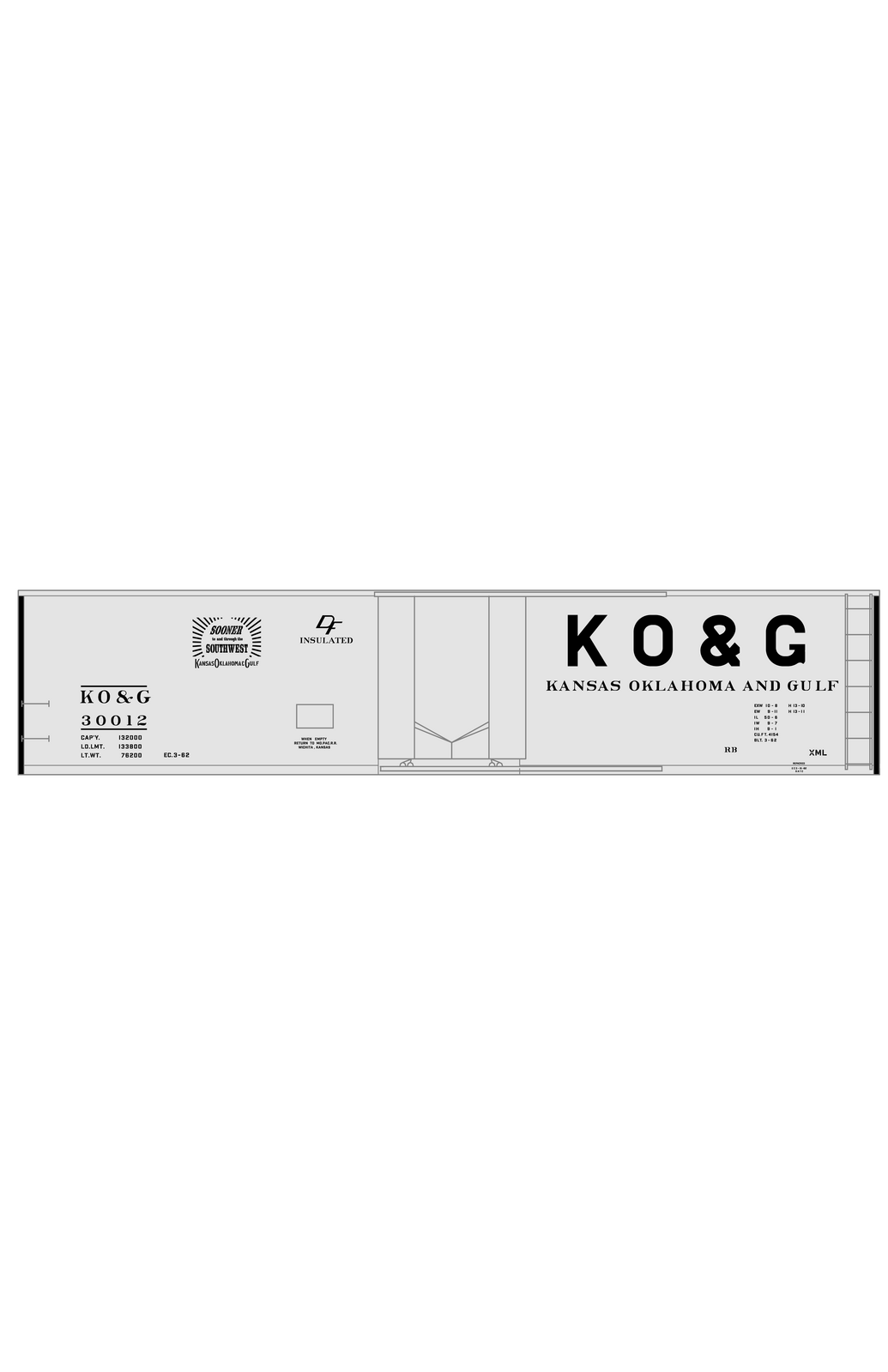 Kansas, Oklahoma and Gulf 50 Ft Insulated Boxcar Black