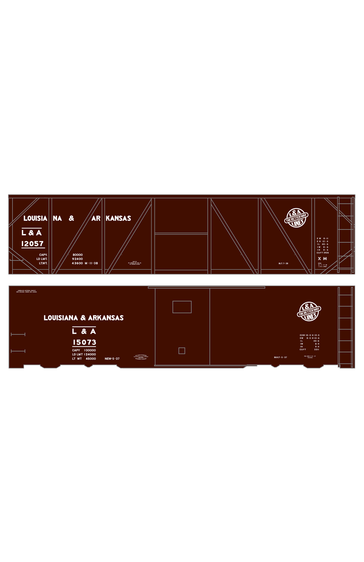 Louisiana and Arkansas 40 Ft Boxcar White