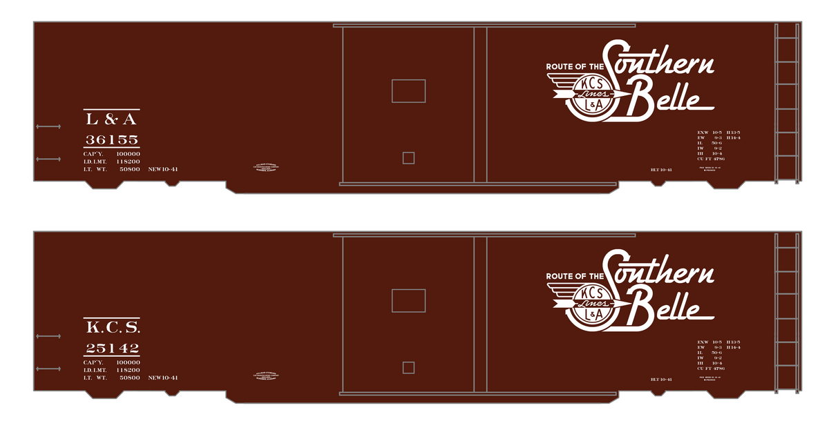 Kansas City Southern / Louisiana and Arkansas 50 Ft Boxcar White Southern Belle