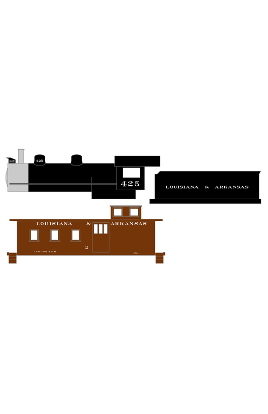 Louisiana and Arkansas Steam Locomotive and Caboose White KCS