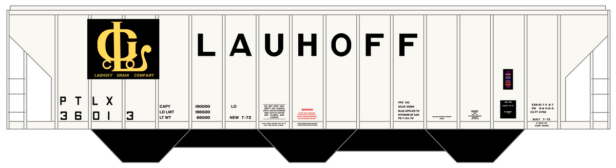 Lauhoff Grain Company PS Covered Hopper Black and Yellow